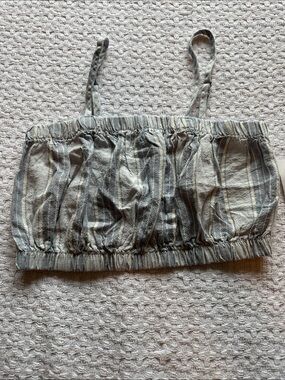 Kendall & Kylie Striped Cropped Tank in Blue and Cream